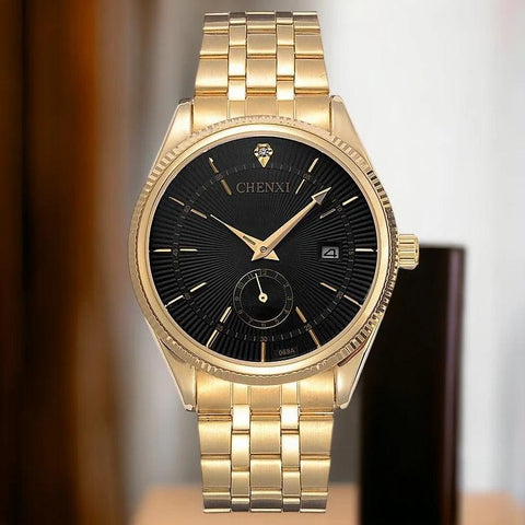 069A Simple Watch - Golden Quartz Wristwatch