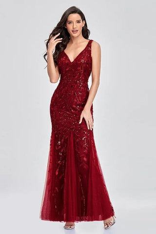 Embroidered Sequins Mermaid Prom Dress
