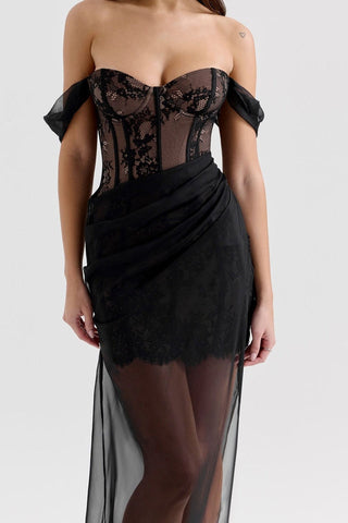 Debut Off Shoulder Lace Maxi Dress