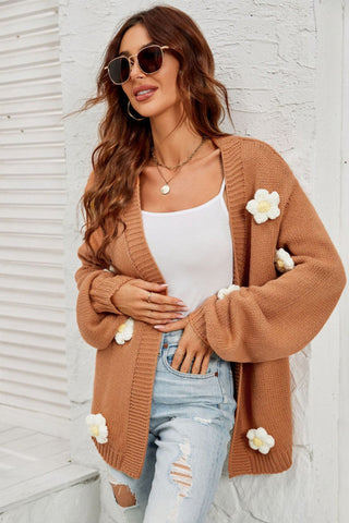 Fall In Daisy Oversized Knit Cardigan