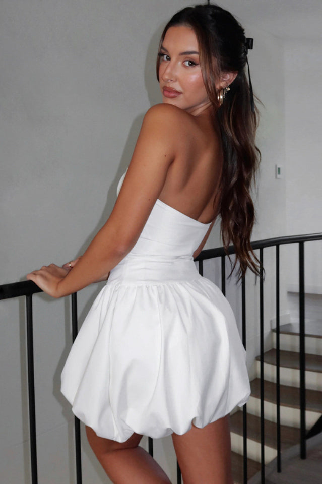 Tube Bubble Hem Mini Dress