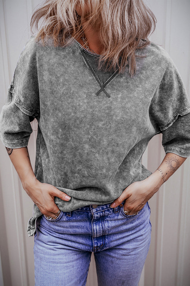 Drop Sleeve Patchwork Plus Tee