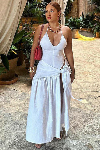 V-Neck Bodysuit Wrap Skirt Set