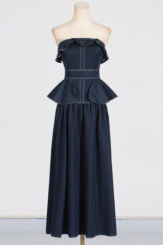 Denim Jumpsuit With Waistband