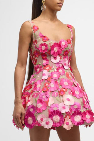 Jasmine Flower Mesh Mini Dress