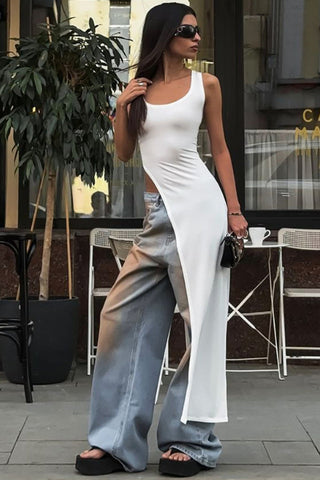 Diagonal Hem Maxi Top