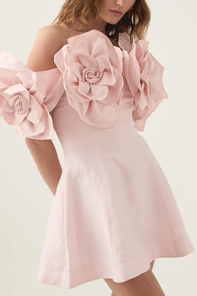 Chabela Flower Off-Shoulder Mini Dress