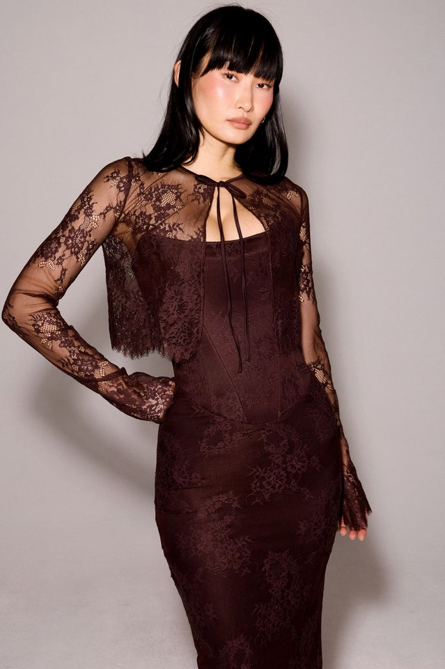 Larra Lace Tie Neck Midi Dress