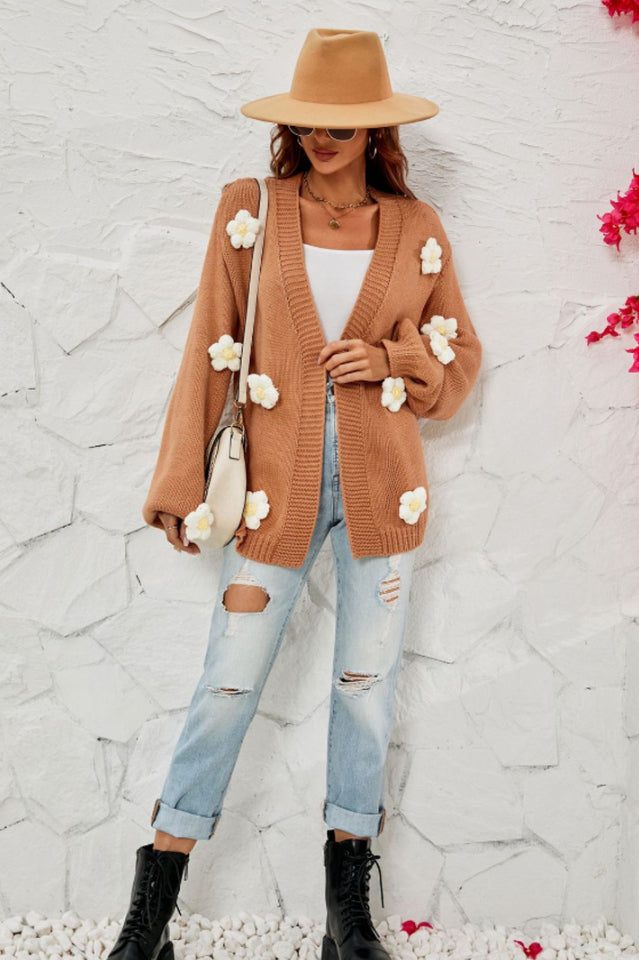 Fall In Daisy Oversized Knit Cardigan