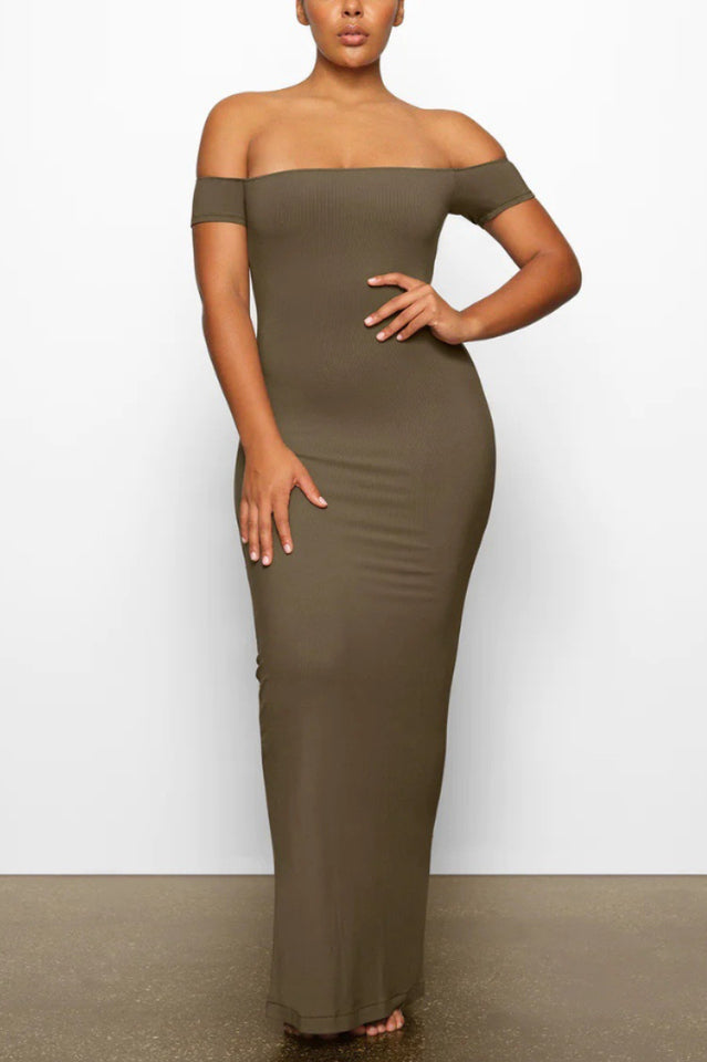 SKIMS Soft Lounge Off-Shoulder Slip Dress