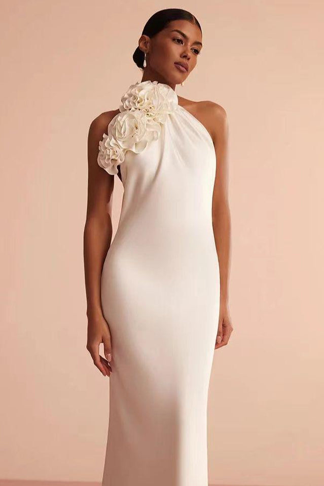 Isabel Halterneck Floral Applique Maxi Dress