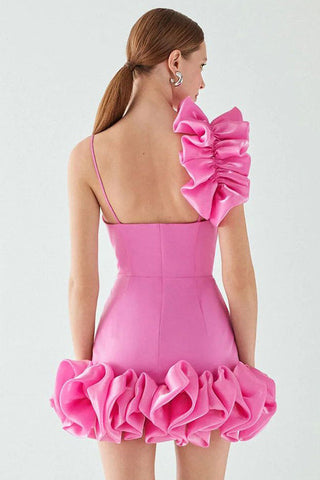 Andrea Flower Trim Strap Mini Dress
