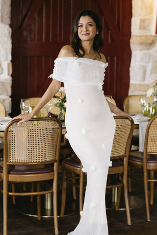 Brooke Off Shoulder Flower Knit Dress