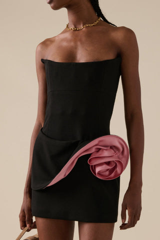 Strapless Appliquéd Cady Bustier Mini Dress