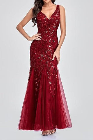 Embroidered Sequins Mermaid Prom Dress