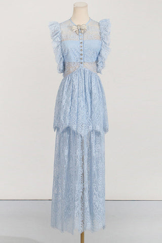 White Lace Tiered Maxi Dress
