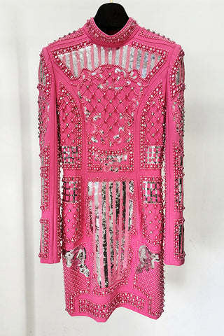 Long Sleeve Sequin Embellished Dress