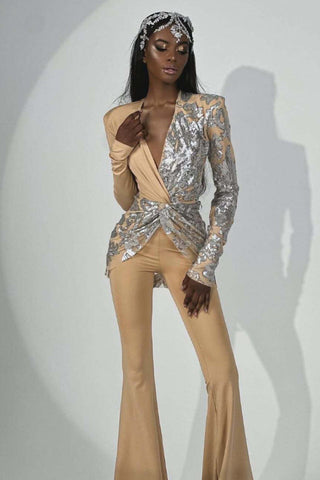Long Sleeve Sequin Jumpsuit