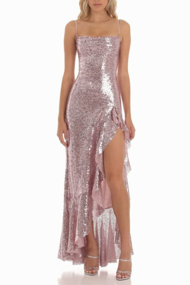 Sequin Ruffle Dress