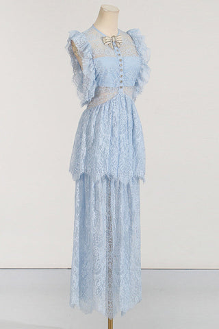White Lace Tiered Maxi Dress