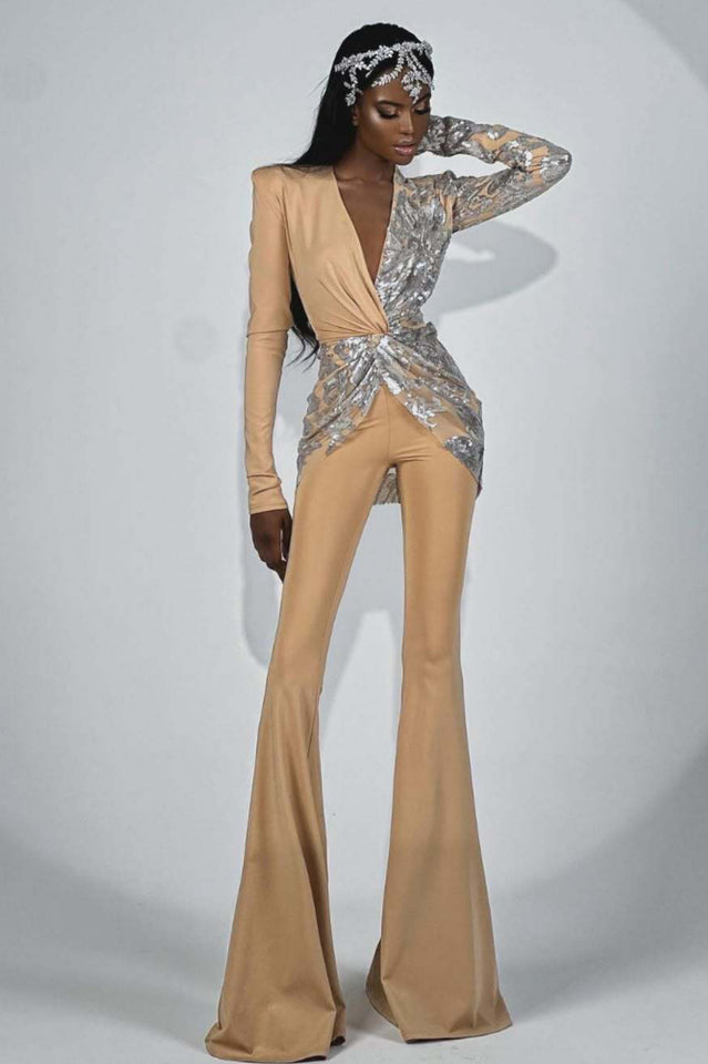 Long Sleeve Sequin Jumpsuit