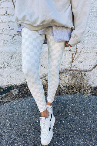 Checkered Pattern High Waist Leggings