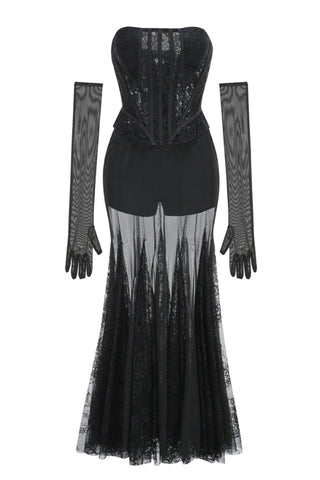 Strapless Lace Corset A Line Dress