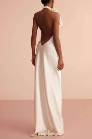 Isabel Halterneck Floral Applique Maxi Dress