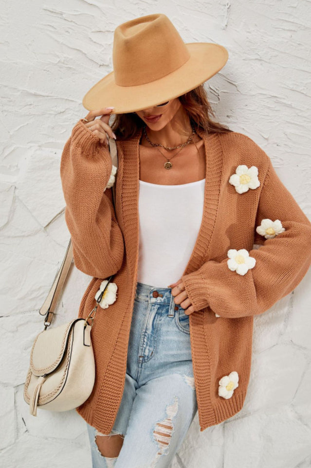 Fall In Daisy Oversized Knit Cardigan