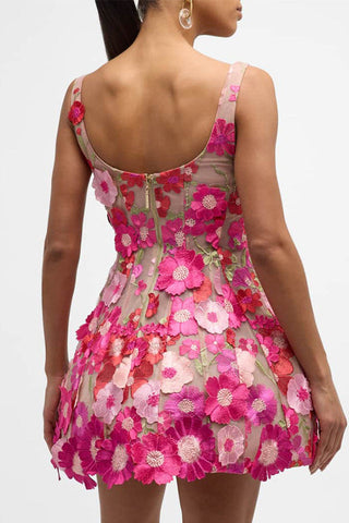 Jasmine Flower Mesh Mini Dress