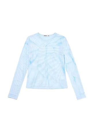 OPEN YY Ribbon Print Mesh Top