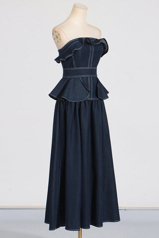 Denim Jumpsuit With Waistband