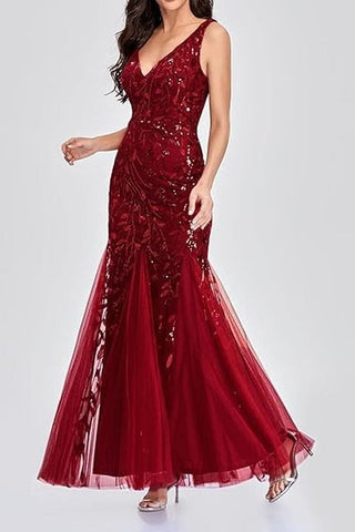 Embroidered Sequins Mermaid Prom Dress