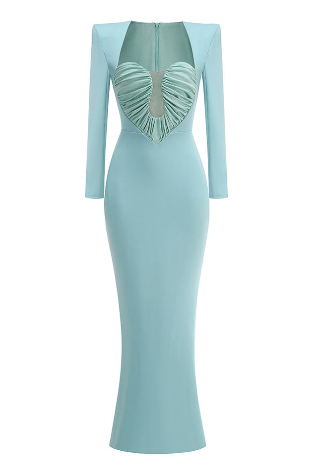 Pleated Sweetheart Bodycon Maxi Dress
