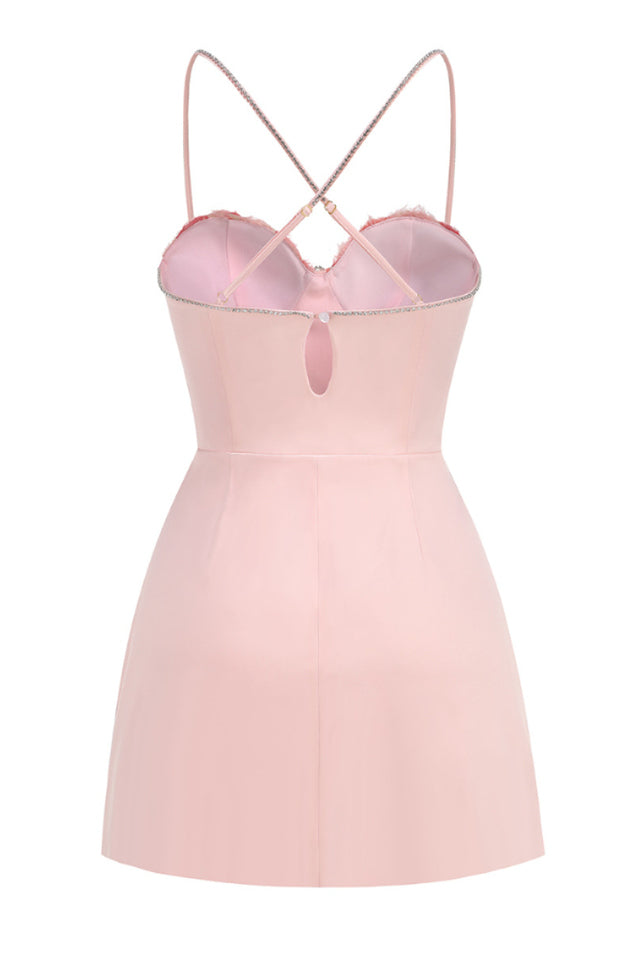 Calantha Pink Flower Diamond Mini Dress
