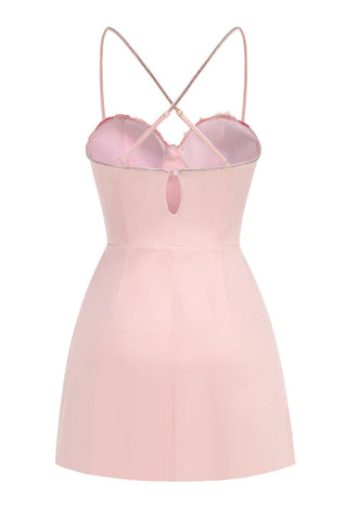 Calantha Pink Flower Diamond Mini Dress