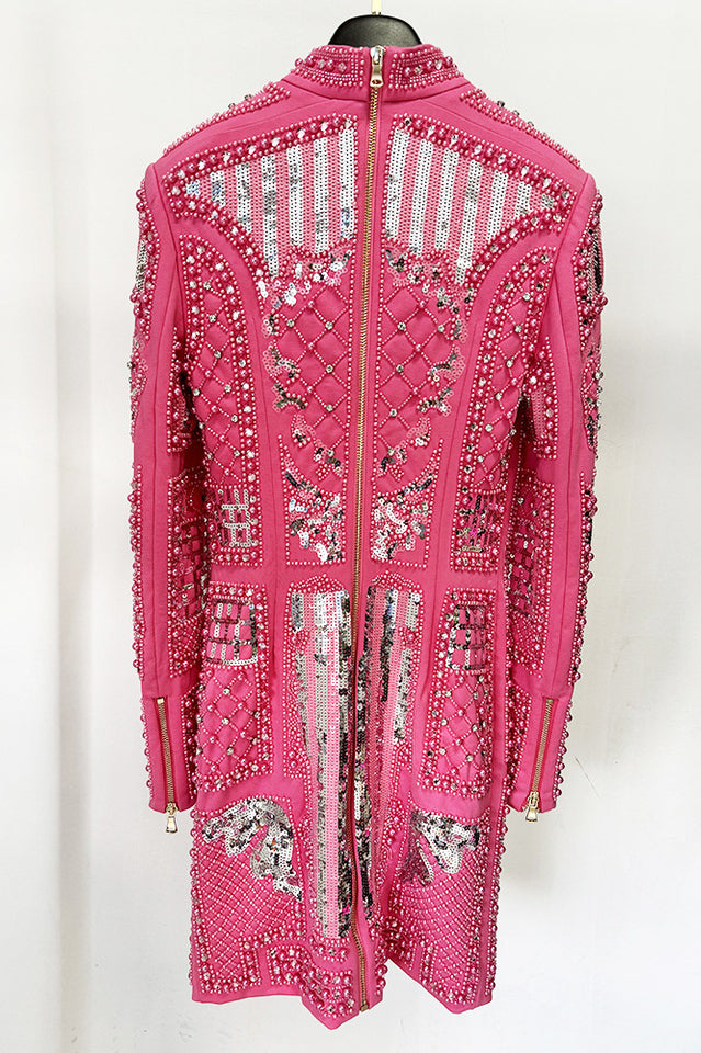 Long Sleeve Sequin Embellished Dress