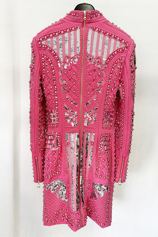 Long Sleeve Sequin Embellished Dress