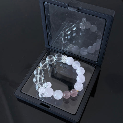 Rose Quartz & Clear Quartz Crystal Bracelet