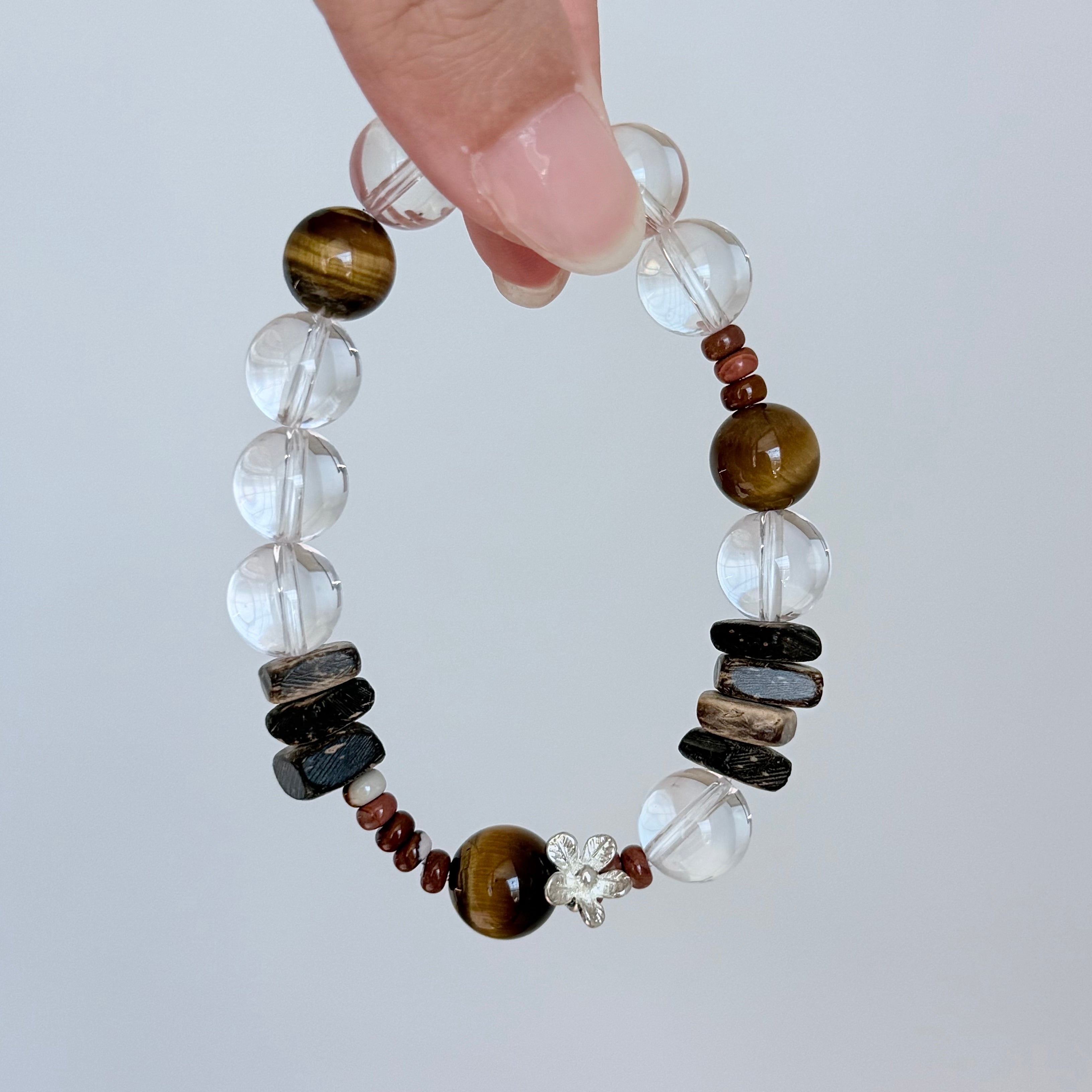Clear Quartz & Tiger's Eye Protection Bracelet