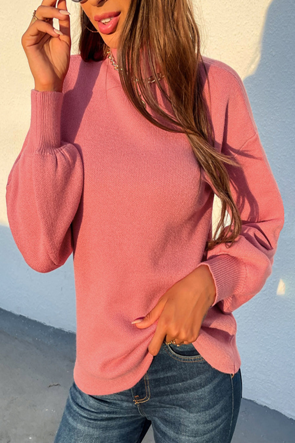 Turtleneck Lantern Sleeve Sweater