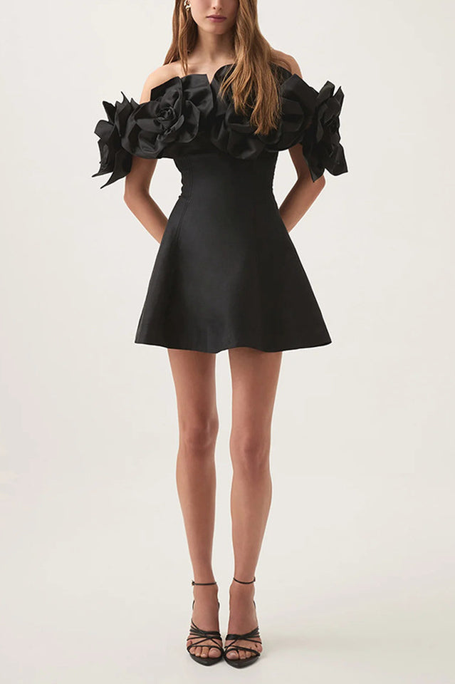 Chabela Flower Off-Shoulder Mini Dress