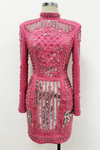 Long Sleeve Sequin Embellished Dress