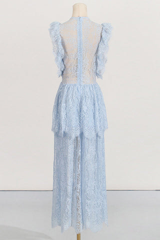 White Lace Tiered Maxi Dress