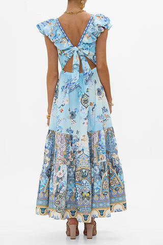 Camilla Ruffled Crystal Embellished Maxi Dress