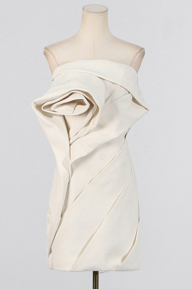 Flower Strapless Ruch Mini Dress