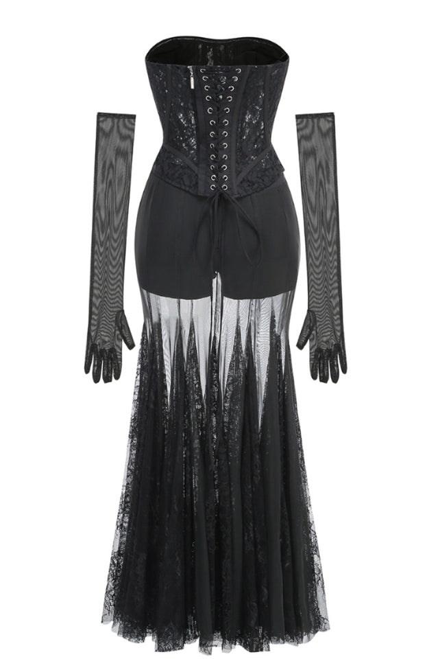Strapless Lace Corset A Line Dress