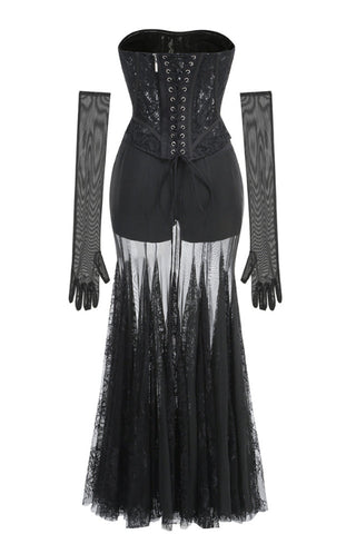 Strapless Lace Corset A Line Dress
