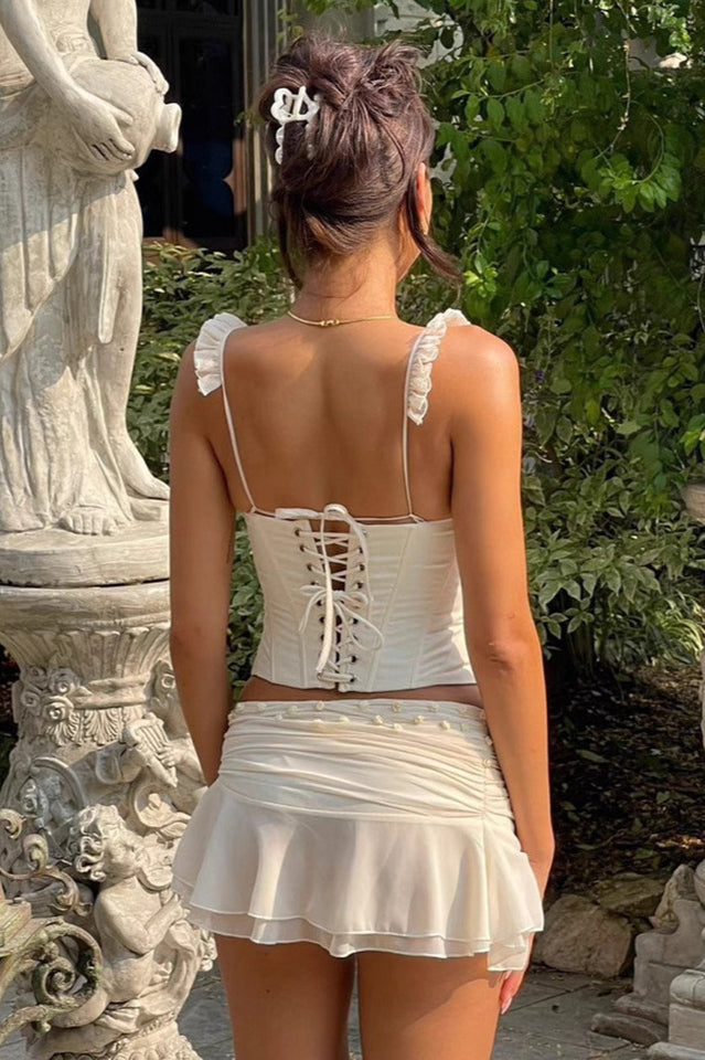 Amelia Corset Lace Up Ruffle Skirt Set