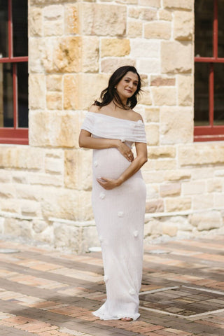 Brooke Off Shoulder Flower Knit Dress